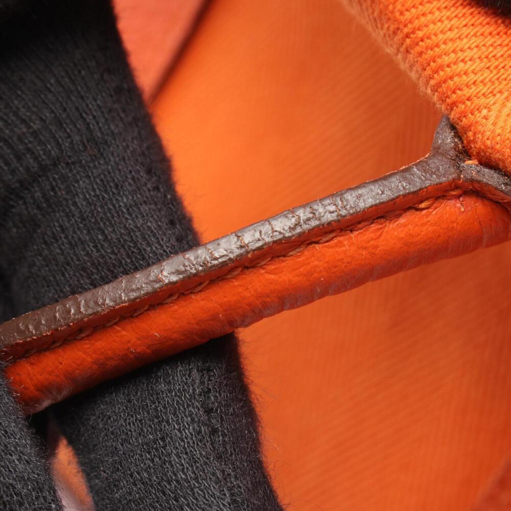 Hermes Garden Party TPM Tote Bag Handbag Leather Toile Chevron Women's Orange - Picture 11 of 11